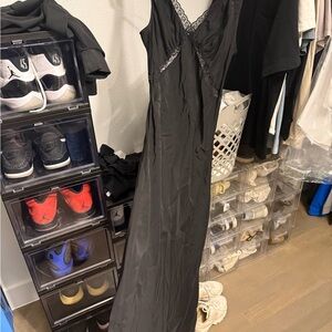 Reformation Black Lace Trim Dress